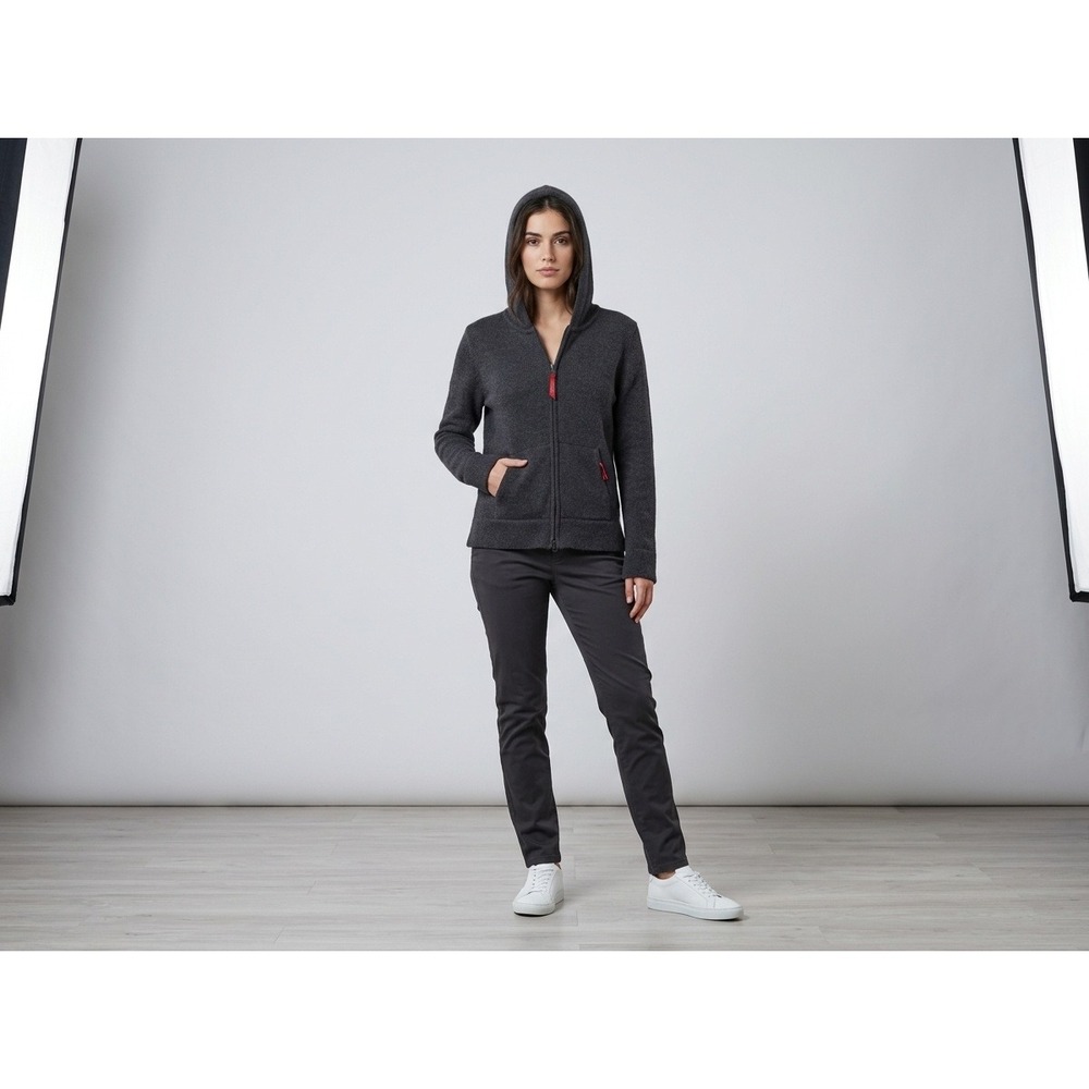 Ralph Ralph Lauren Hoodie Womens Charcoal Gray 100% Cotton Full Zip Knit Size L